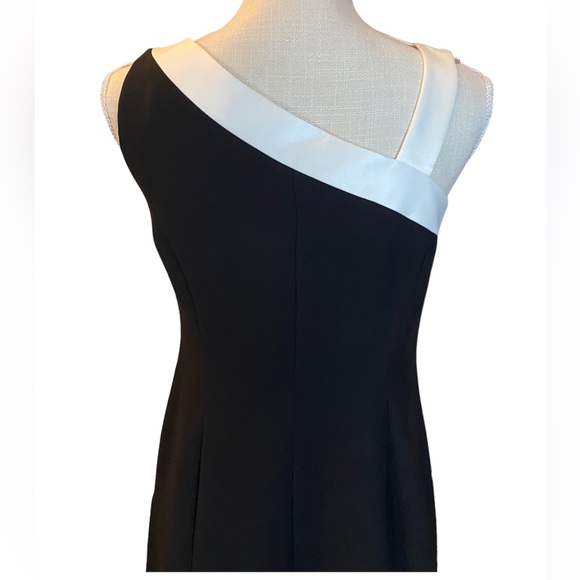 Talbots Black and White one shoulder Shift lined dress size M NWT - Picture 4 of 7